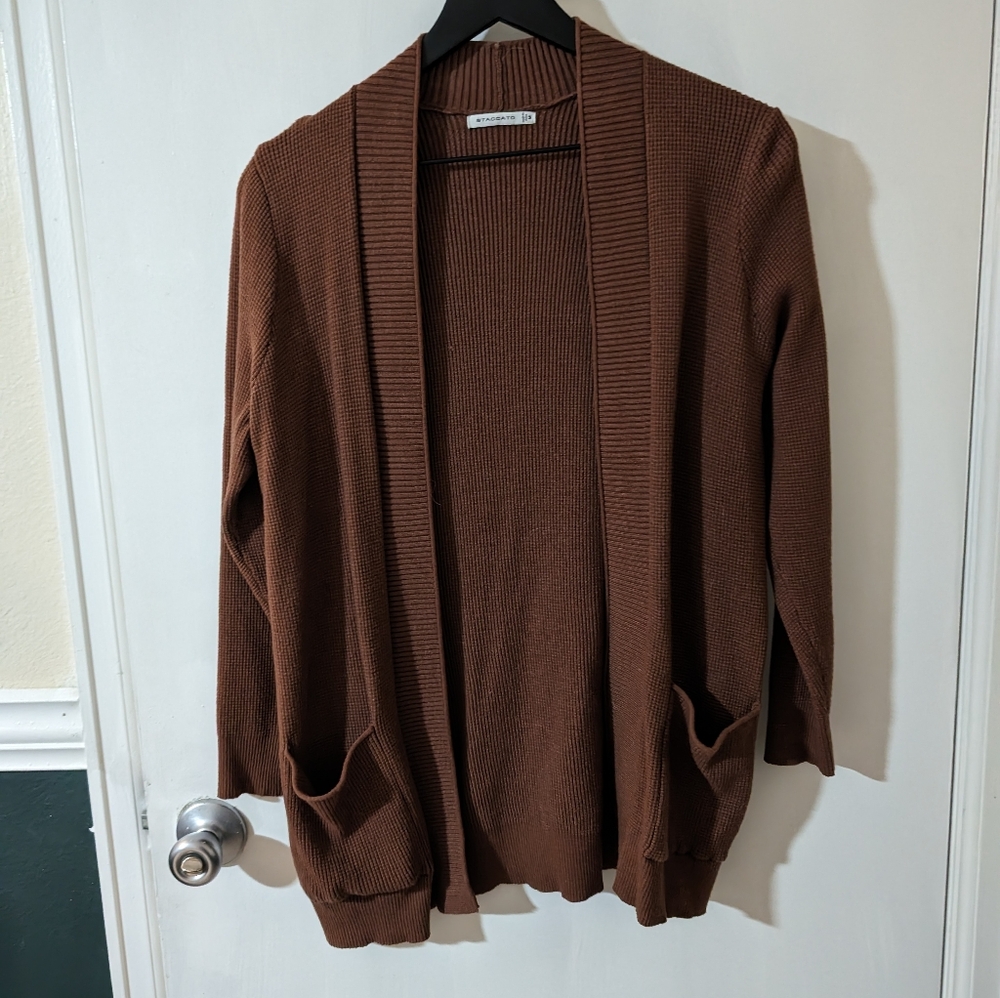 Brown Waffle Cardigan